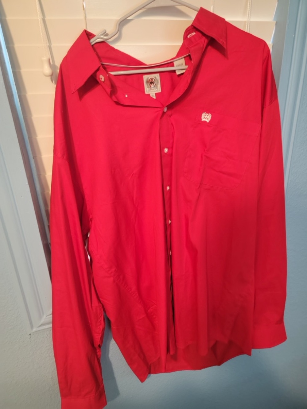 Cinch Men's Bright Red Button-Up Dress Shirt